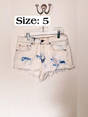 White Tie-Dye Distressed Denim Shorts
